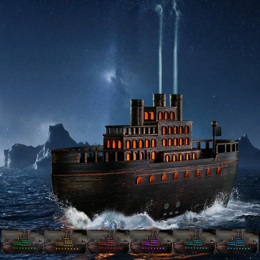 Pirate Ship Air Humidifier USB Mini Essential Oil Diffuser with 7 Colors LED Light for Home Desk Remote Control Aroma Diffuser